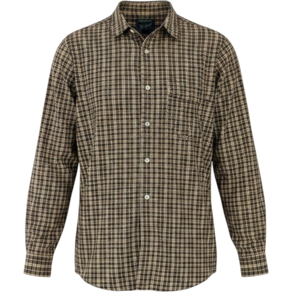 Woolrich Mens 2XL Plaid Button Down Shirt Olive Green Brown Orange Cotton 6083 R